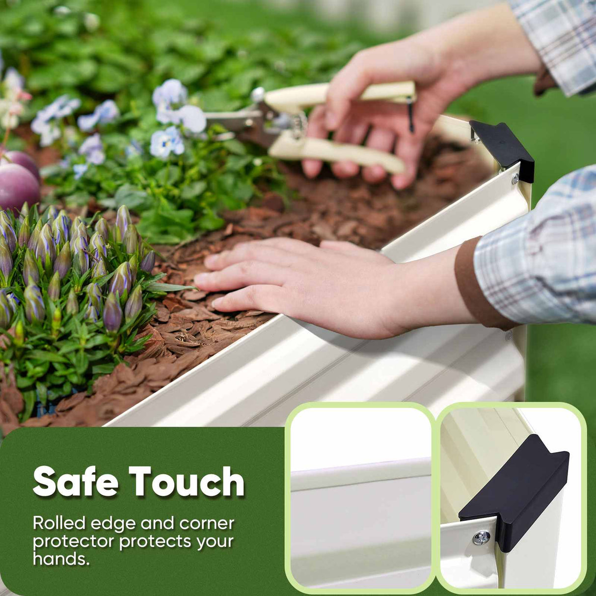 KING BIRD 6x2x1ft Raised Garden Bed with Bottom Closed Beige