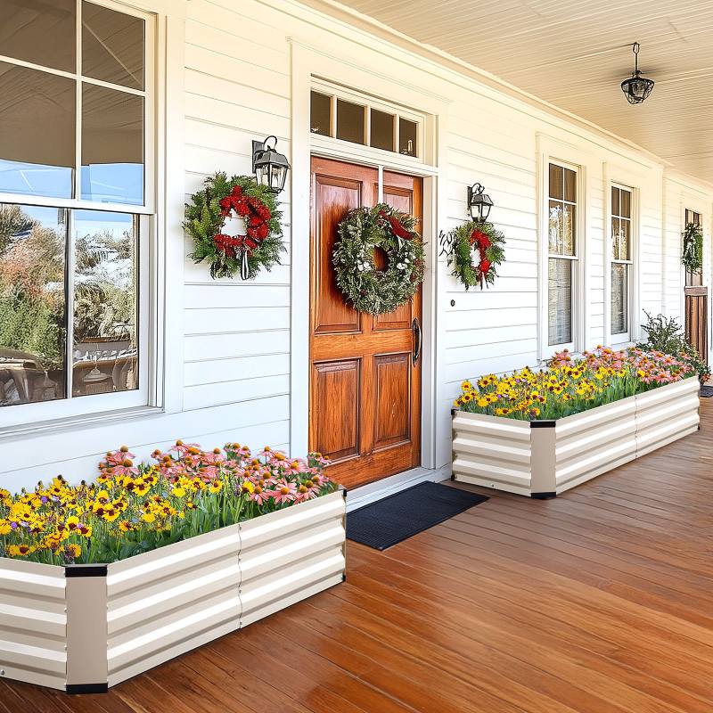 KING BIRD 6x2x1ft Raised Garden Bed with Bottom Closed Beige