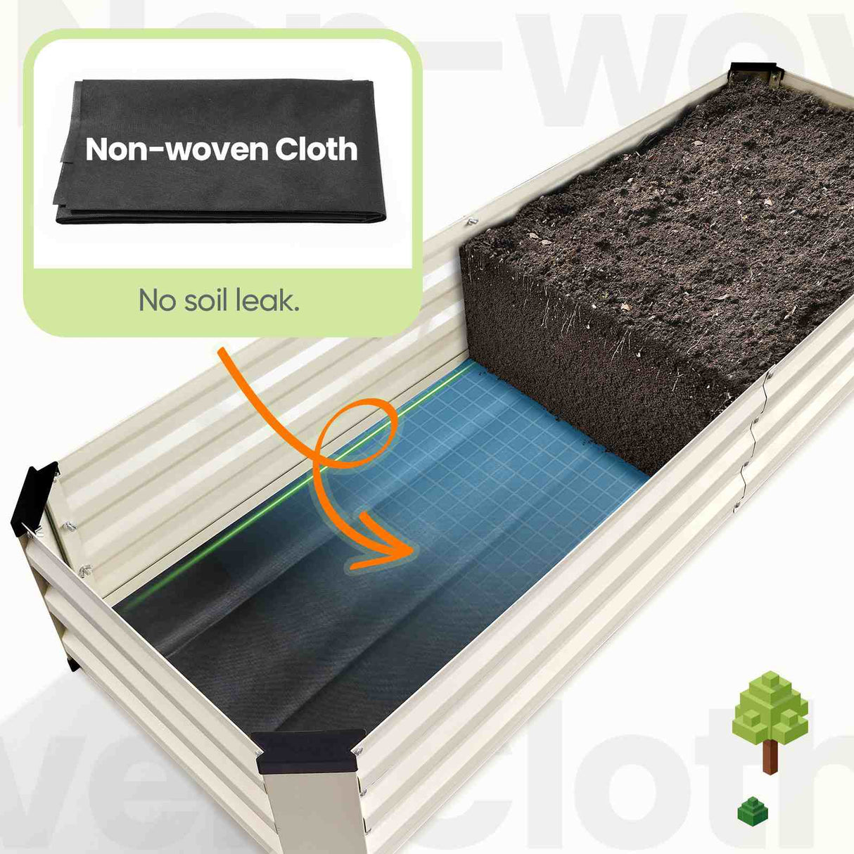 KING BIRD 6x2x1ft Raised Garden Bed with Bottom Closed Beige