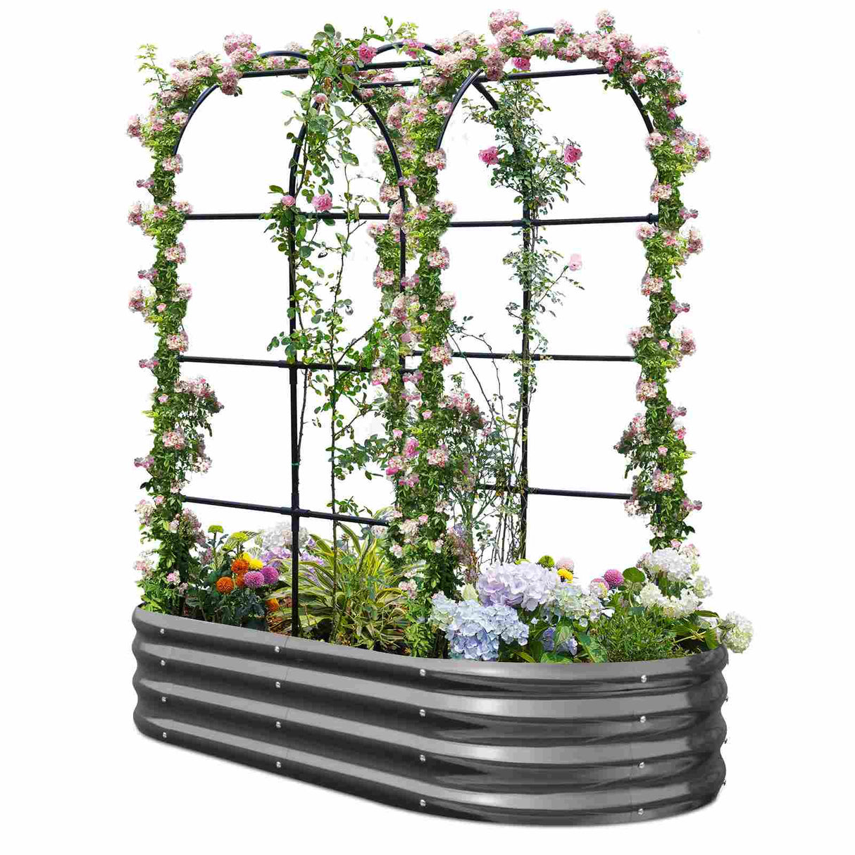 KING BIRD 6x3x1ft Raised Garden Bed with Arched Trellis