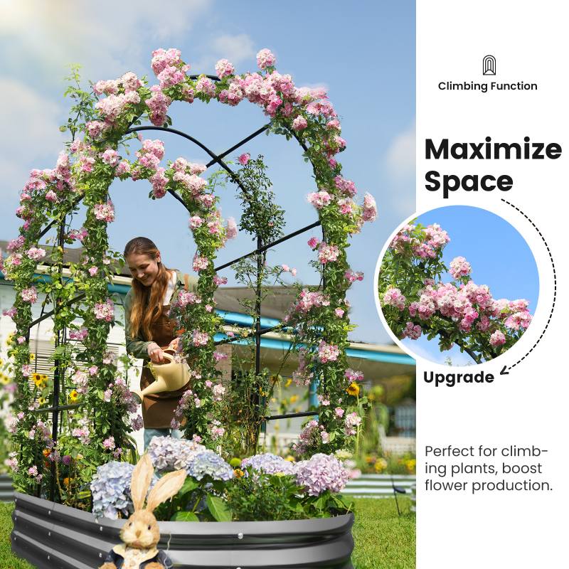 KING BIRD 6x3x1ft Raised Garden Bed with Arched Trellis