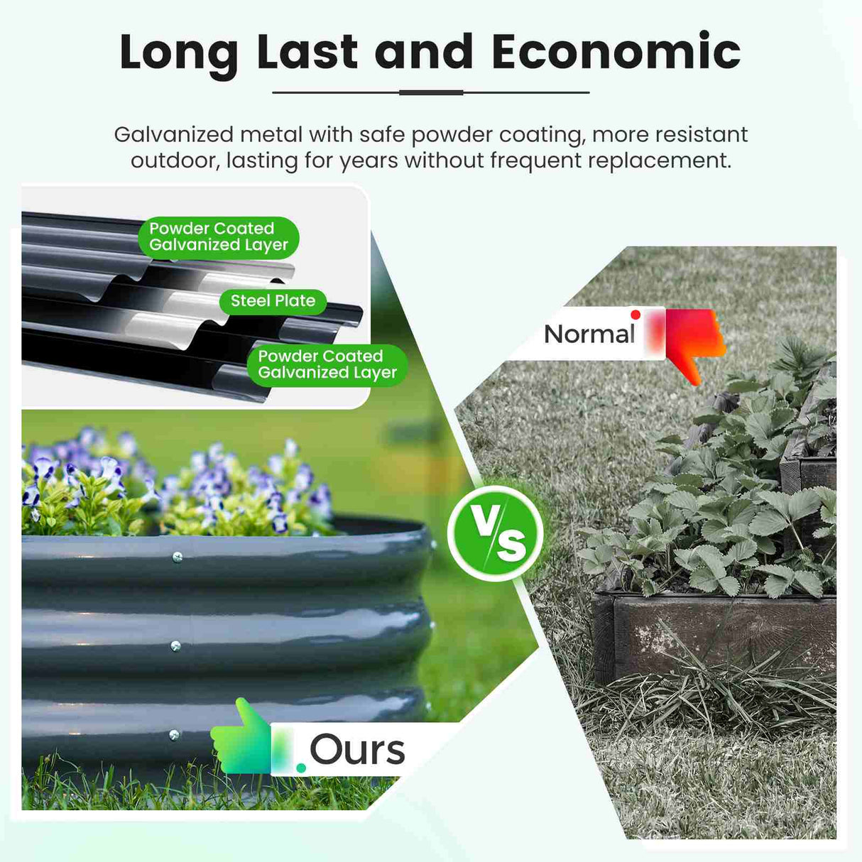 KING BIRD 6x3x1ft Raised Garden Bed with Arched Trellis