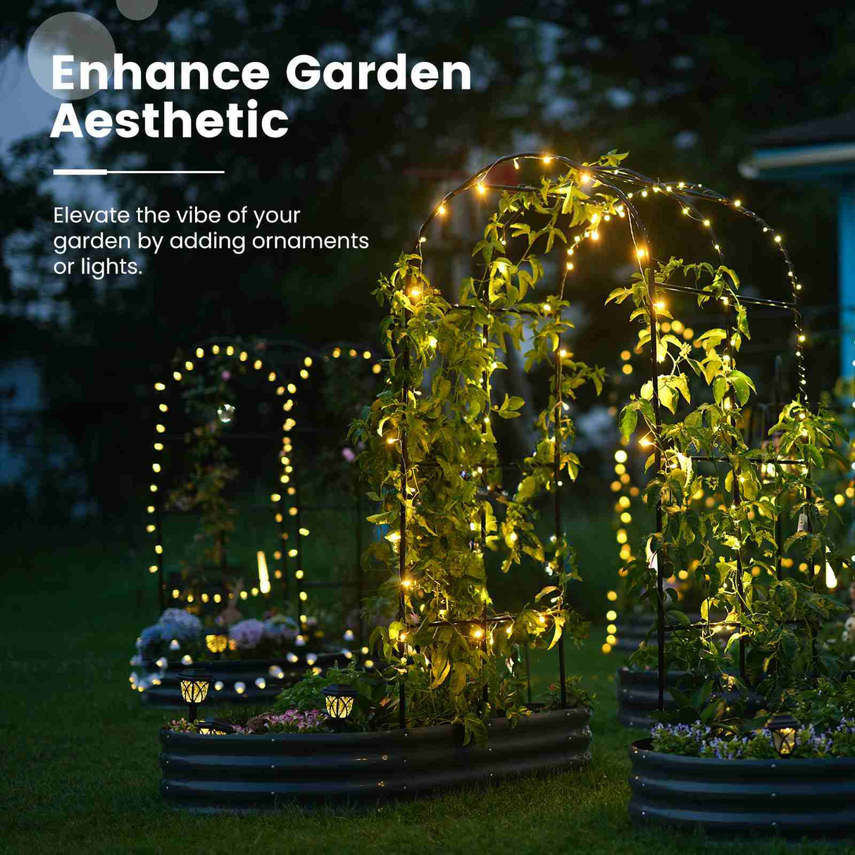 KING BIRD 6x3x1ft Raised Garden Bed with Arched Trellis