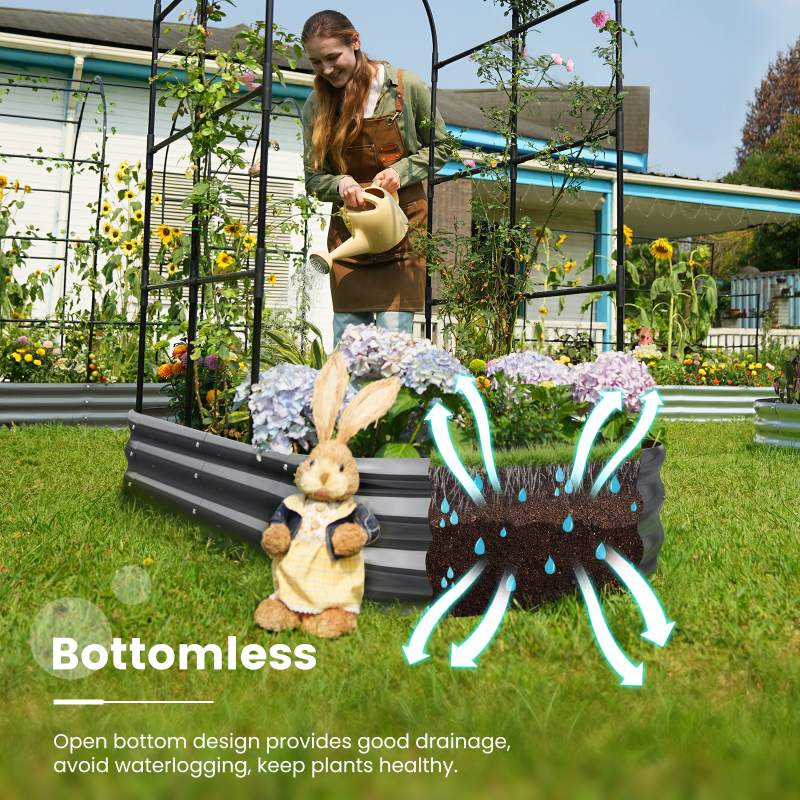 KING BIRD 6x3x1ft Raised Garden Bed with Arched Trellis