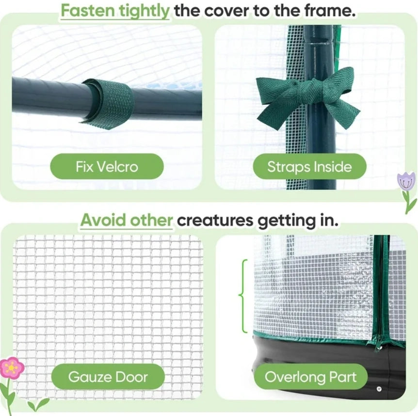 KING BIRD 8'x4'x1' Oval Galvanized Raised Garden Bed with Cover