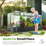 KING BIRD 8'x4'x1' Oval Galvanized Raised Garden Bed with Cover