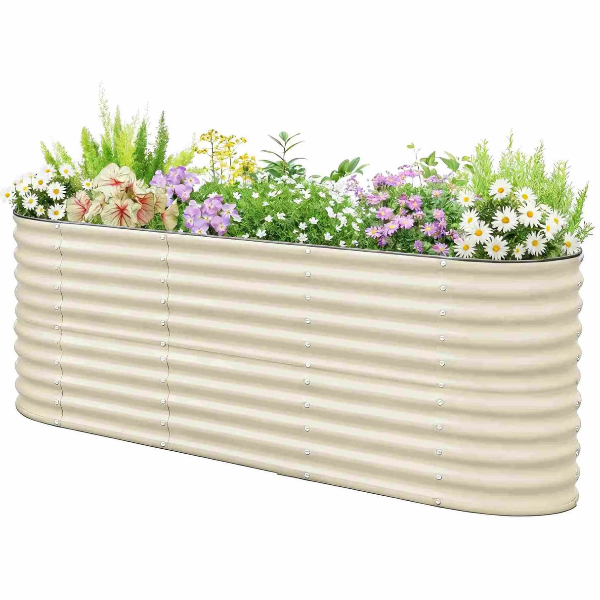 KING BIRD 8x2x3ft Raised Garden Bed 12 in 1 Beige