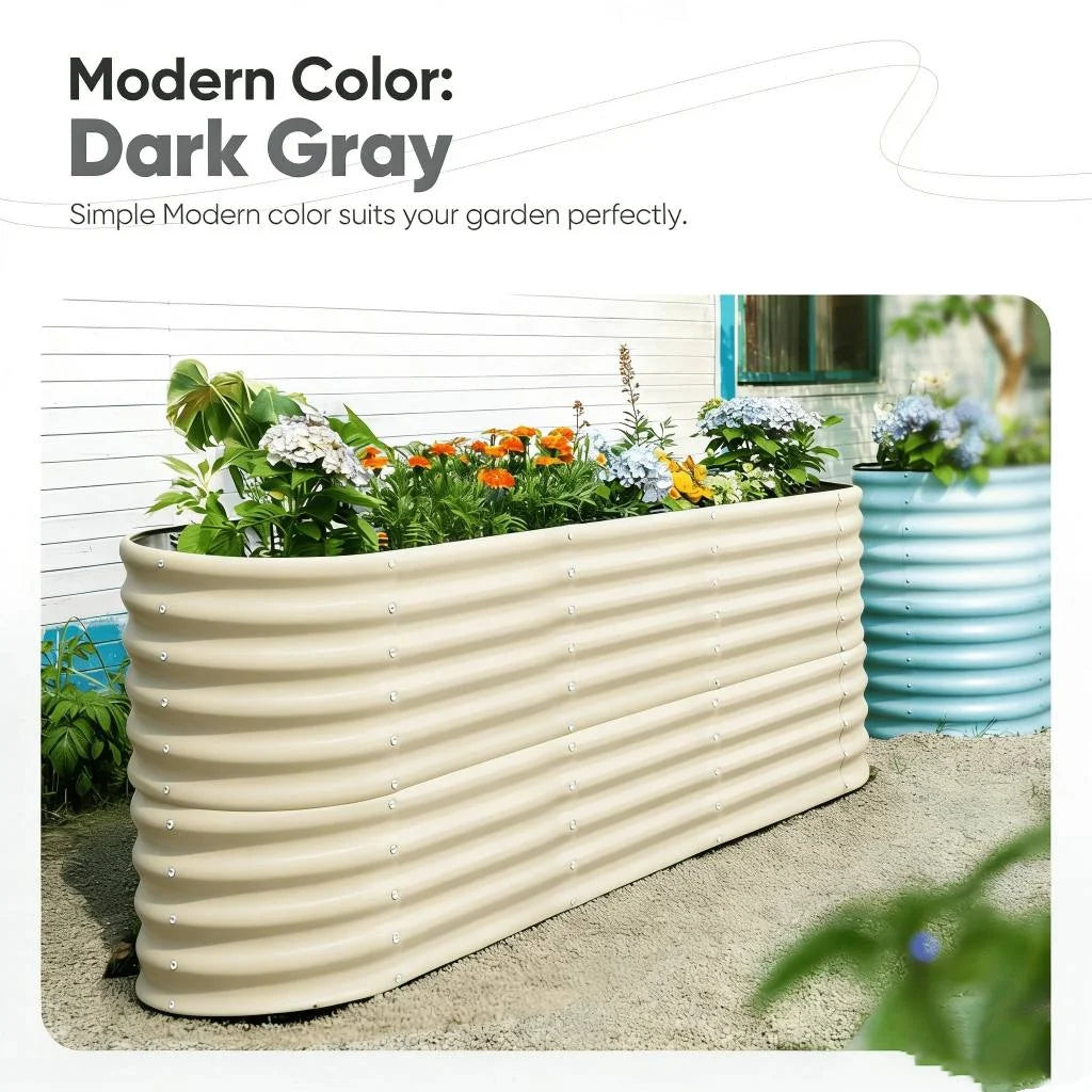 KING BIRD 8x2x3ft Raised Garden Bed 12 in 1 Beige