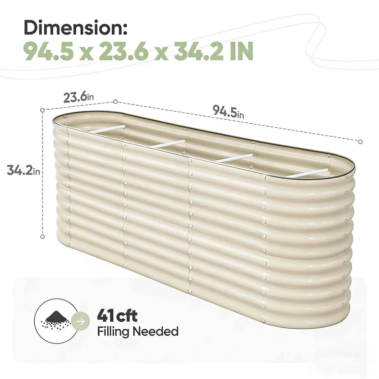KING BIRD 8x2x3ft Raised Garden Bed 12 in 1 Beige