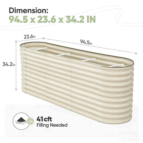 KING BIRD 8x2x3ft Raised Garden Bed 12 in 1 Beige