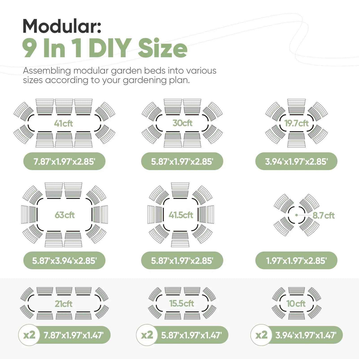 KING BIRD 8x2x3ft Raised Garden Bed 12 in 1 Beige