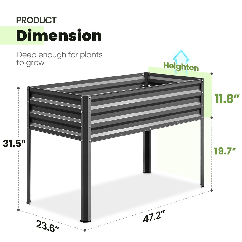 KING BIRD 47"×24"×32" Raised Garden Bed with Legs