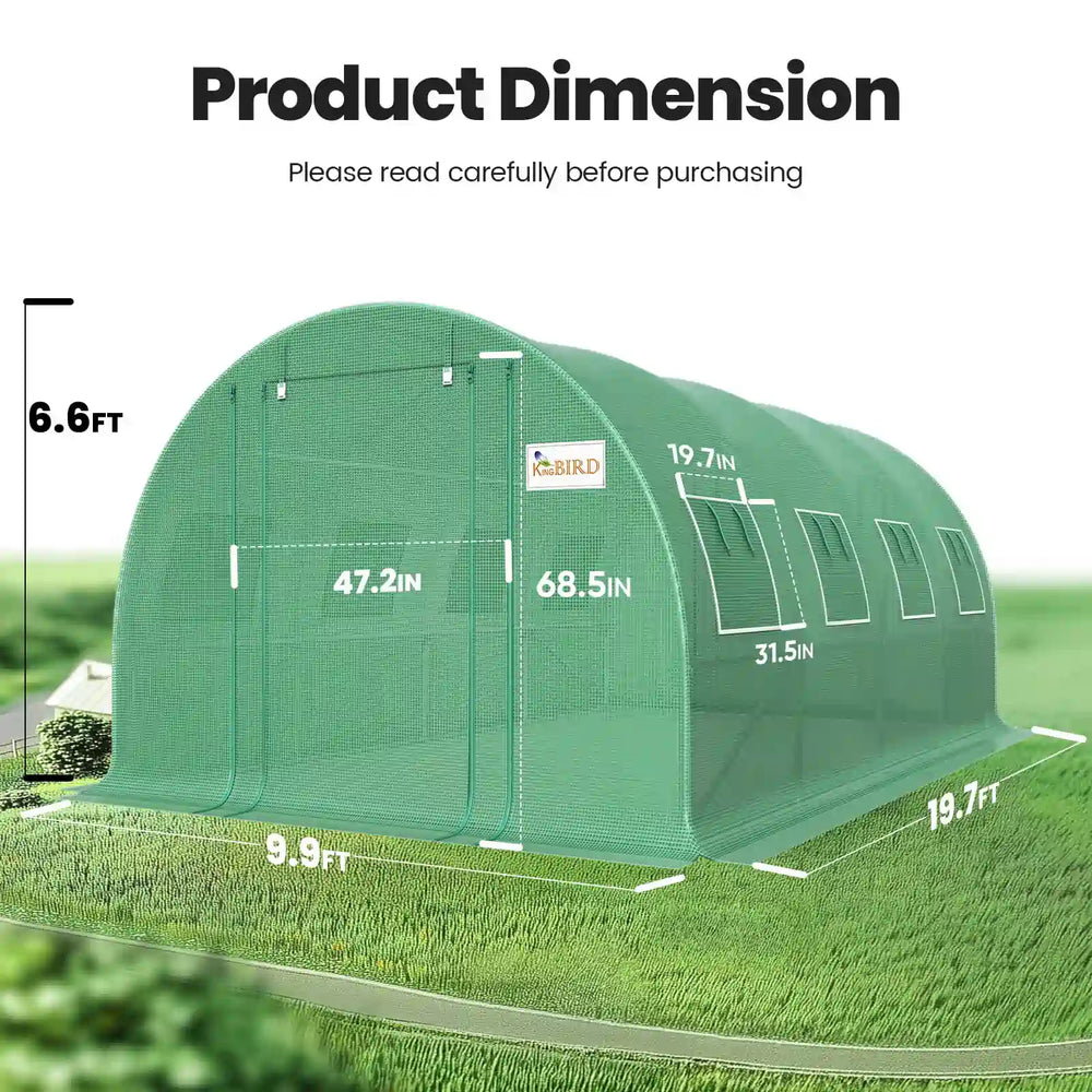 20x10x6.6FT Large Walk-in Greenhouse Green Product dimension#color_20ft-Green