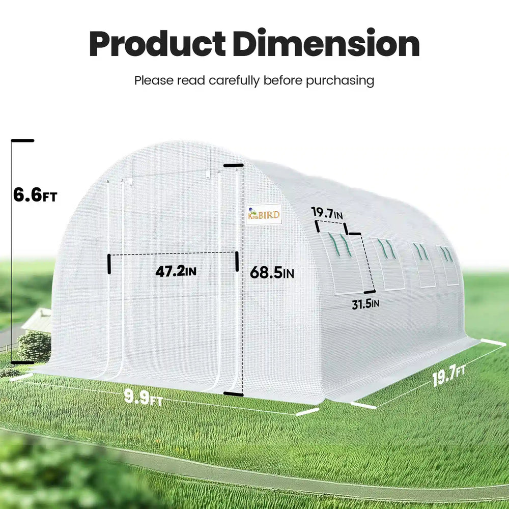 20x10x6.6FT Large Walk-in Greenhouse White Size#color_20ft-White