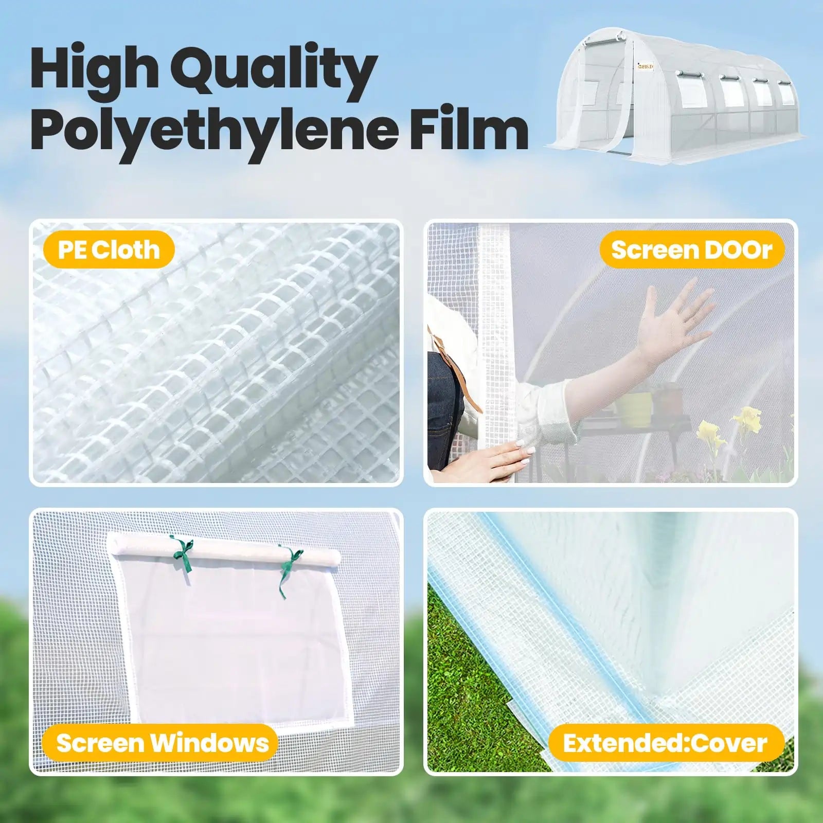 PE cloth, screen door, screen window and extended cover#color_20ft-White