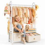Kids Clothing Rack with Storage Drawer#color_White