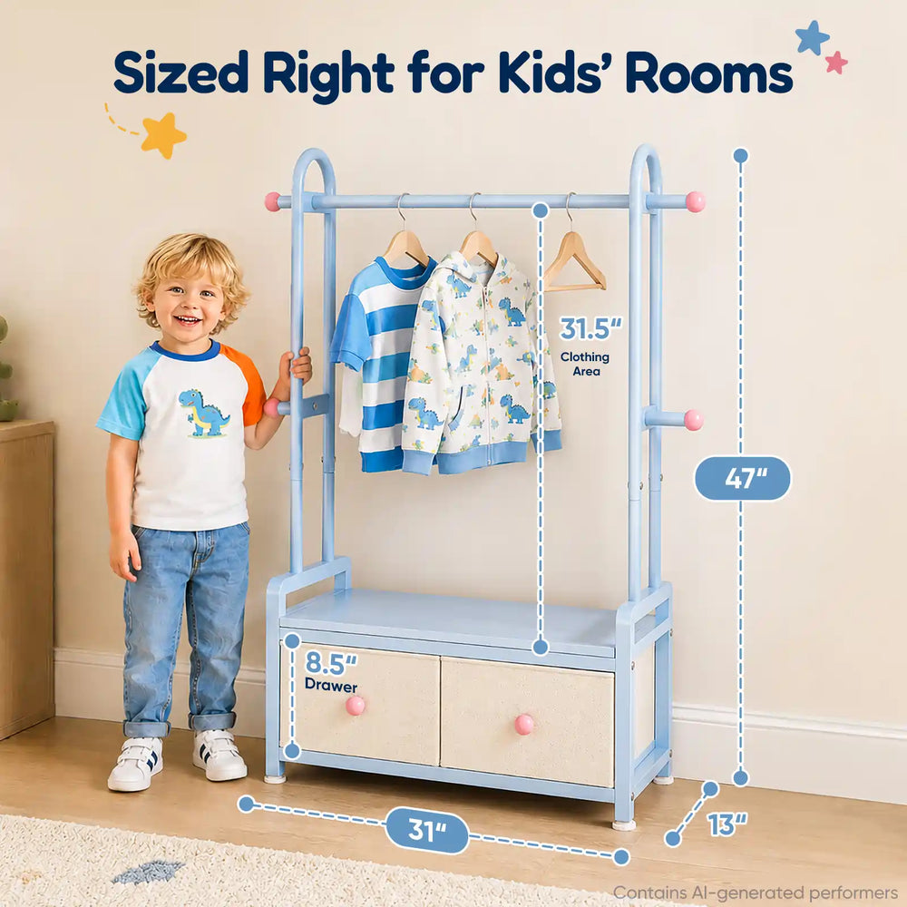 Kids Clothing Rack Size#color_Blue