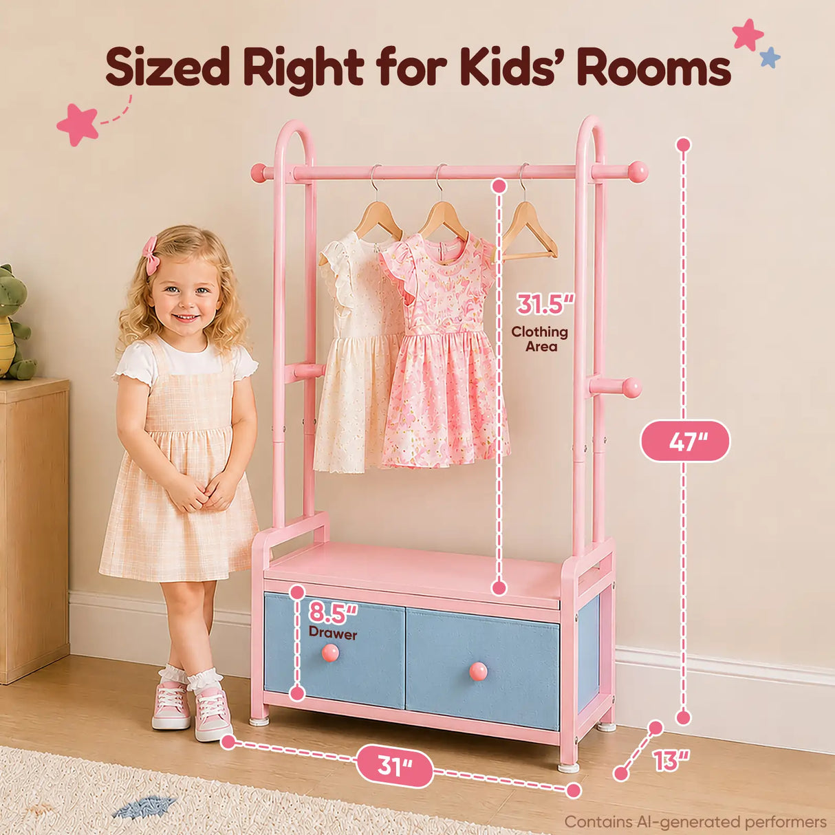 Kids Clothing Rack Size Information#color_Pink