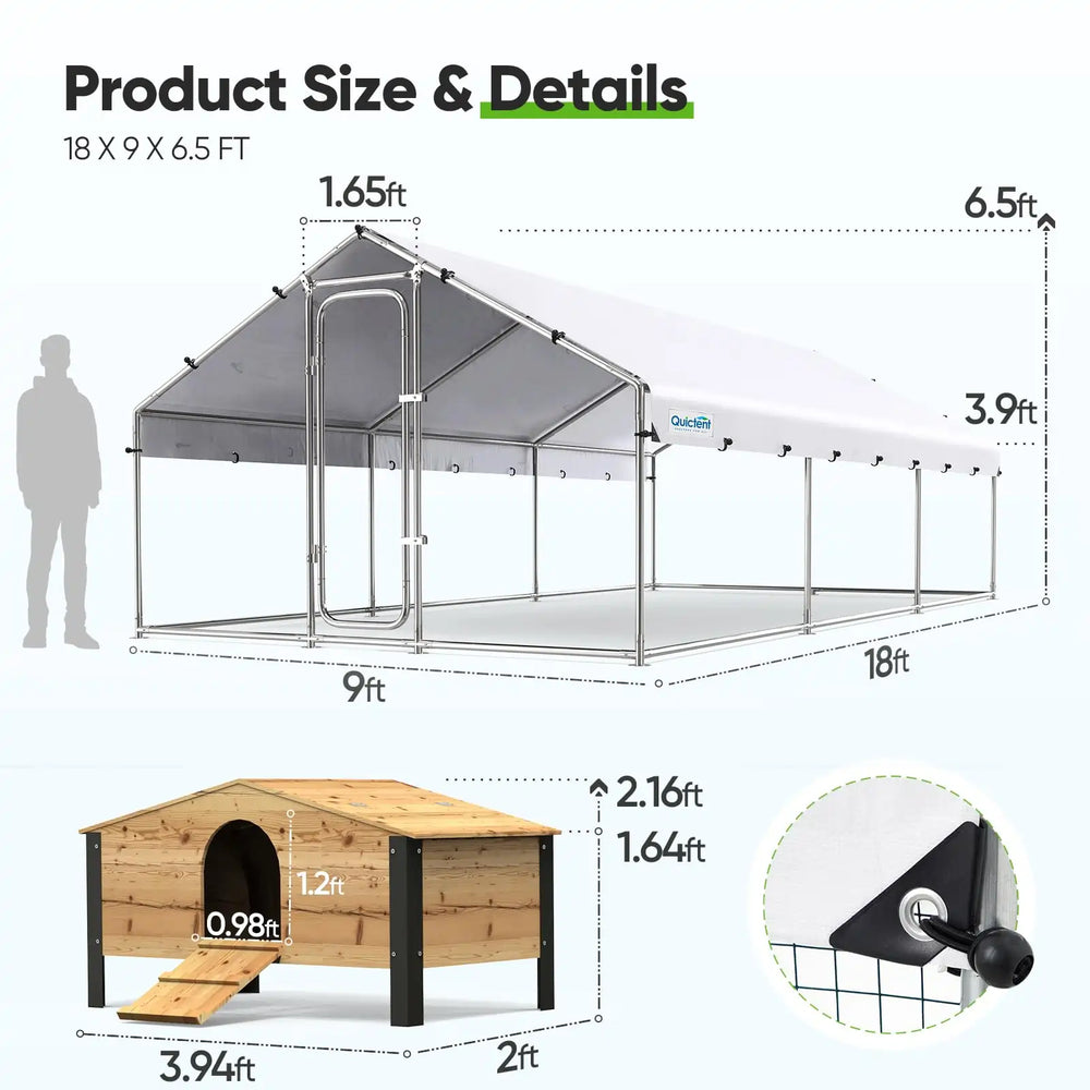 18x9x6.6FT Chicken Coop Size#size_18x9FT with NestBox