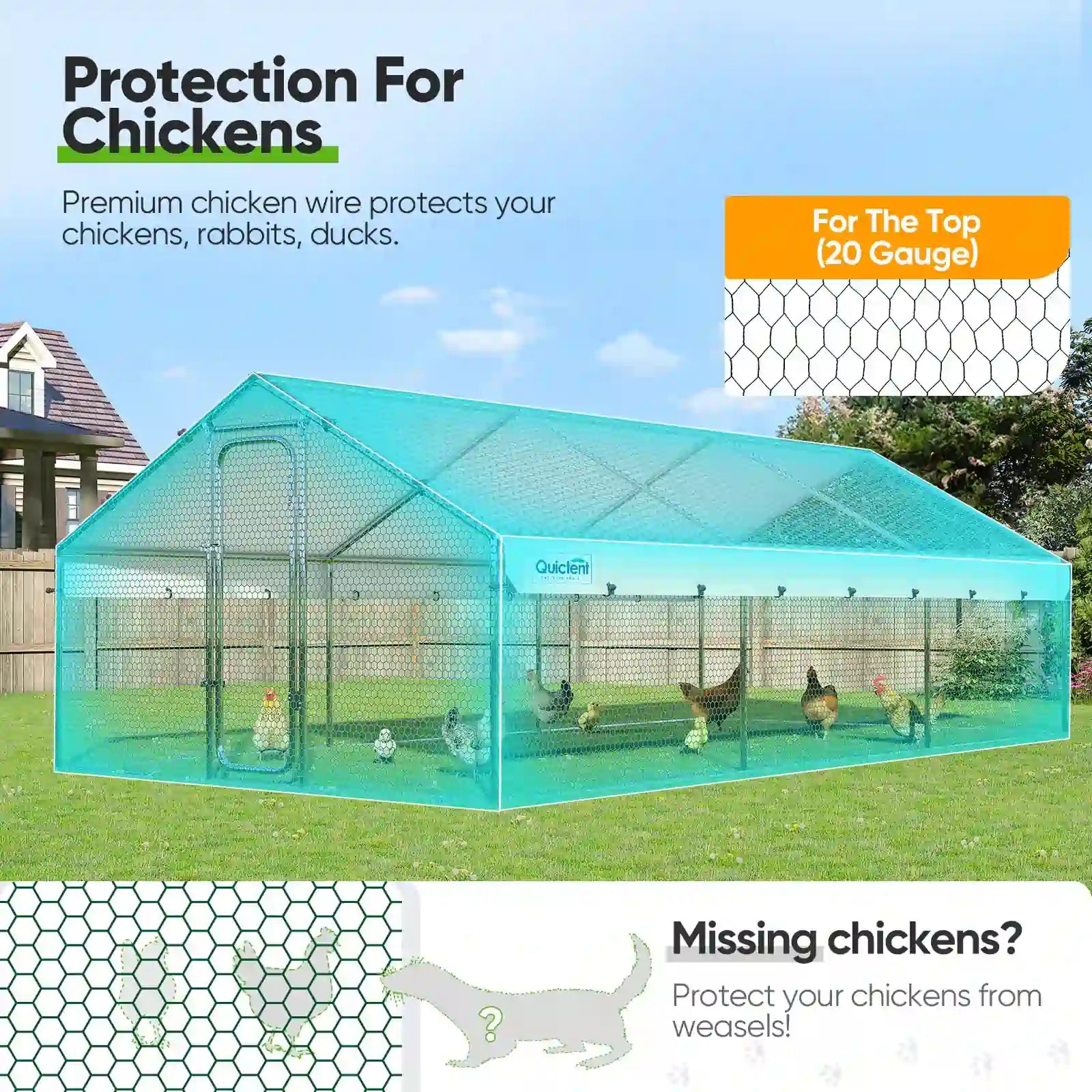 Walk-in Cage Peak Hen House for Yard Farm#size_18x9FT with NestBox
