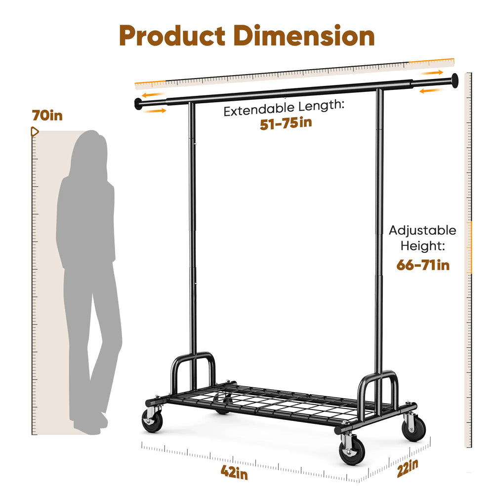 MAXLEAD HOME 525LBS Collapsible Gold Garment Rack