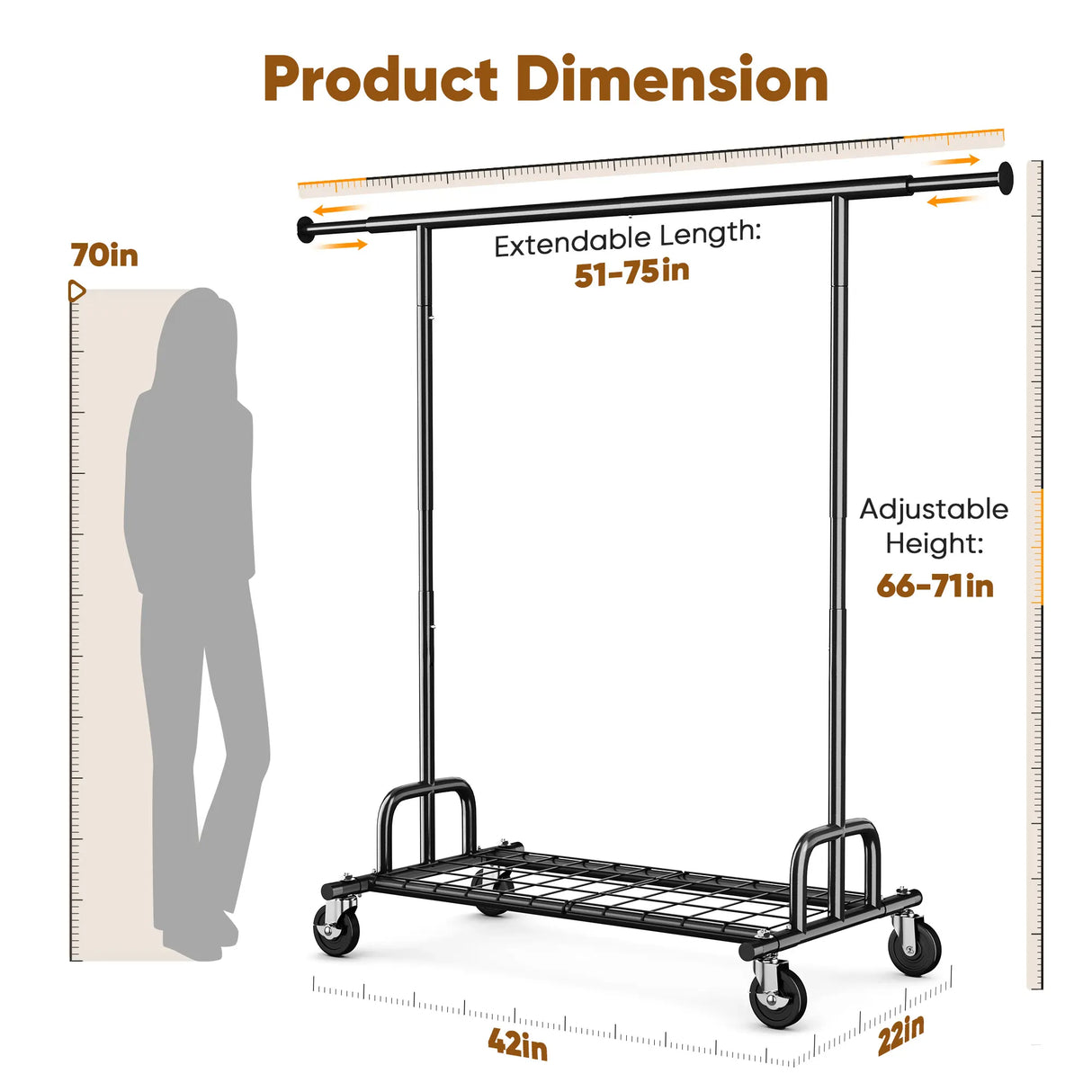 MAXLEAD HOME 525LBS Collapsible Gold Garment Rack