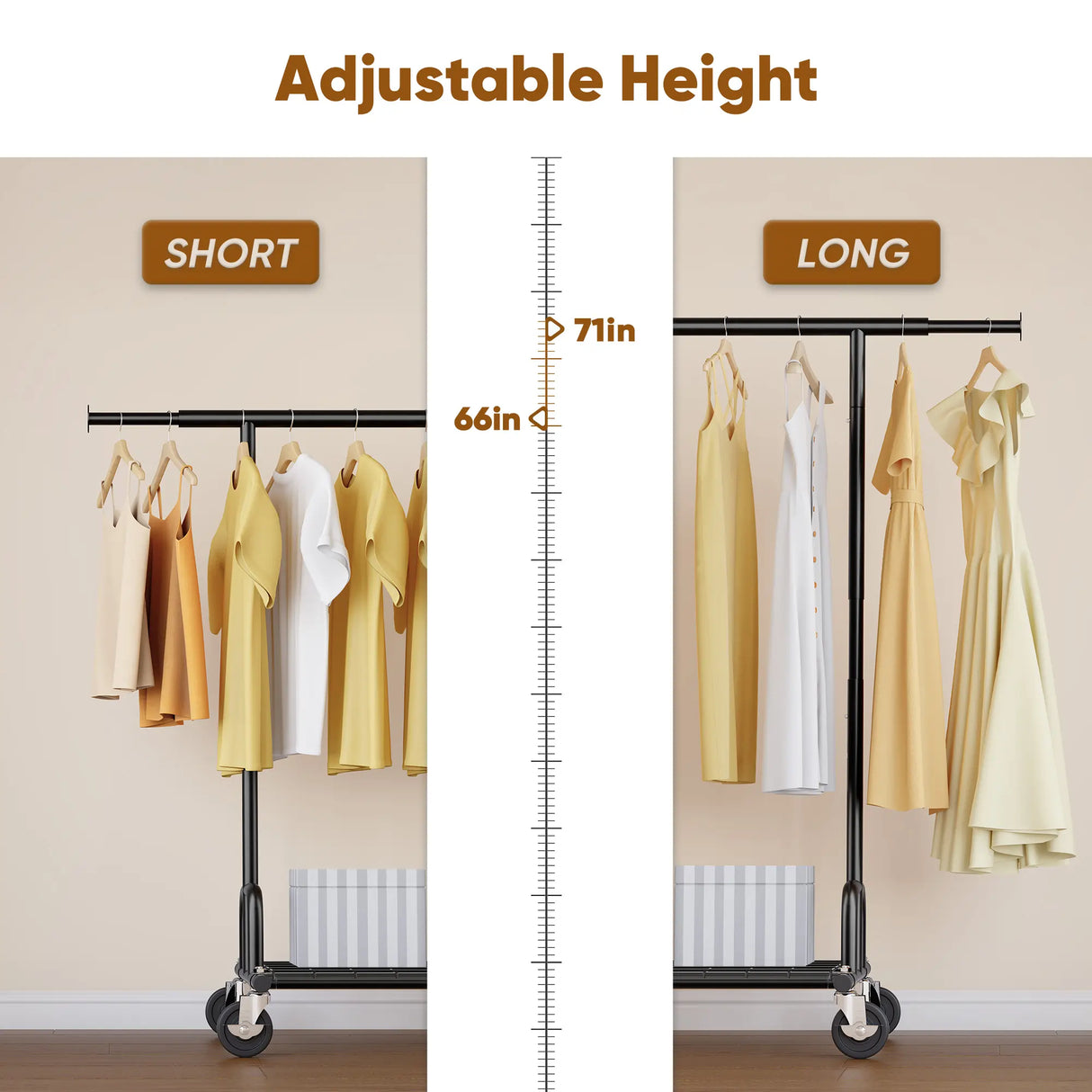 MAXLEAD HOME 525LBS Collapsible Gold Garment Rack