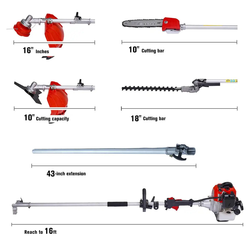 42.7cc 2-stoke16-ft Reach, Extension Cordless Long Pole Chainsaw
#style_5-in-1 saw head