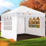 Quictent 10x10 ft Pop up Canopy with Sidewalls#color_white