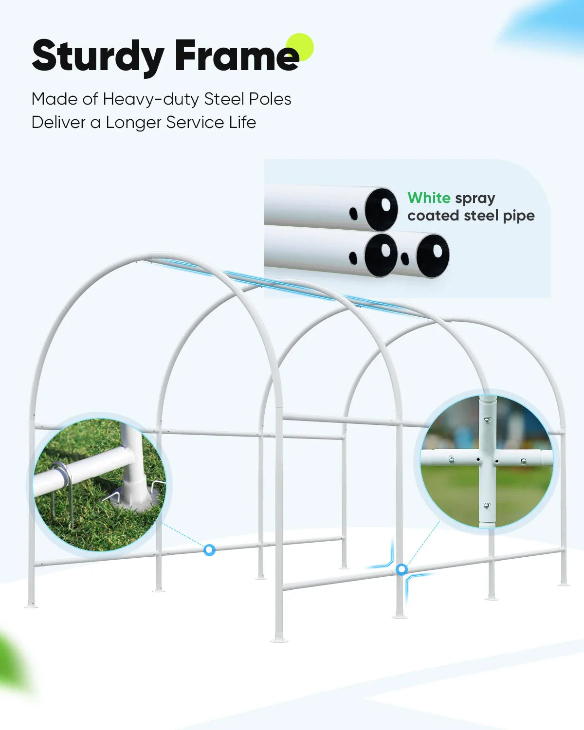 Made of heavy-duty steel poles#color_green (with 2 doors)