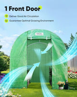 12' x 7' x 7' Tunnel Greenhouse with 1 front door#color_green (with 1 door)
