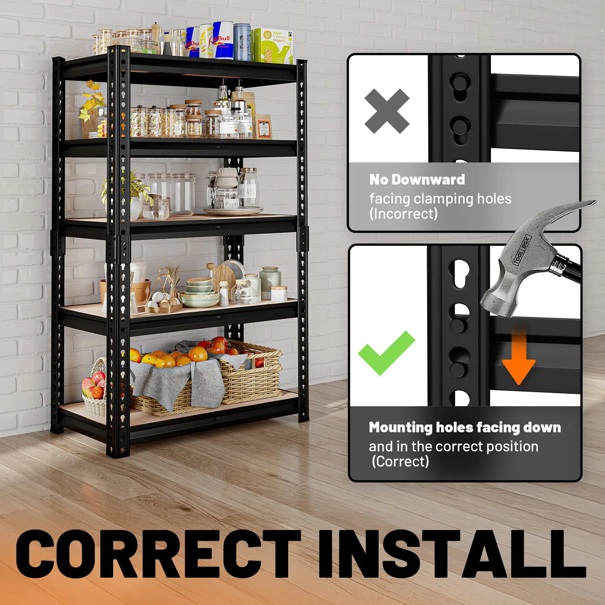 HOKEEPER Industrial Heavy-Duty 5-Tier Adjustable Steel Shelving Unit