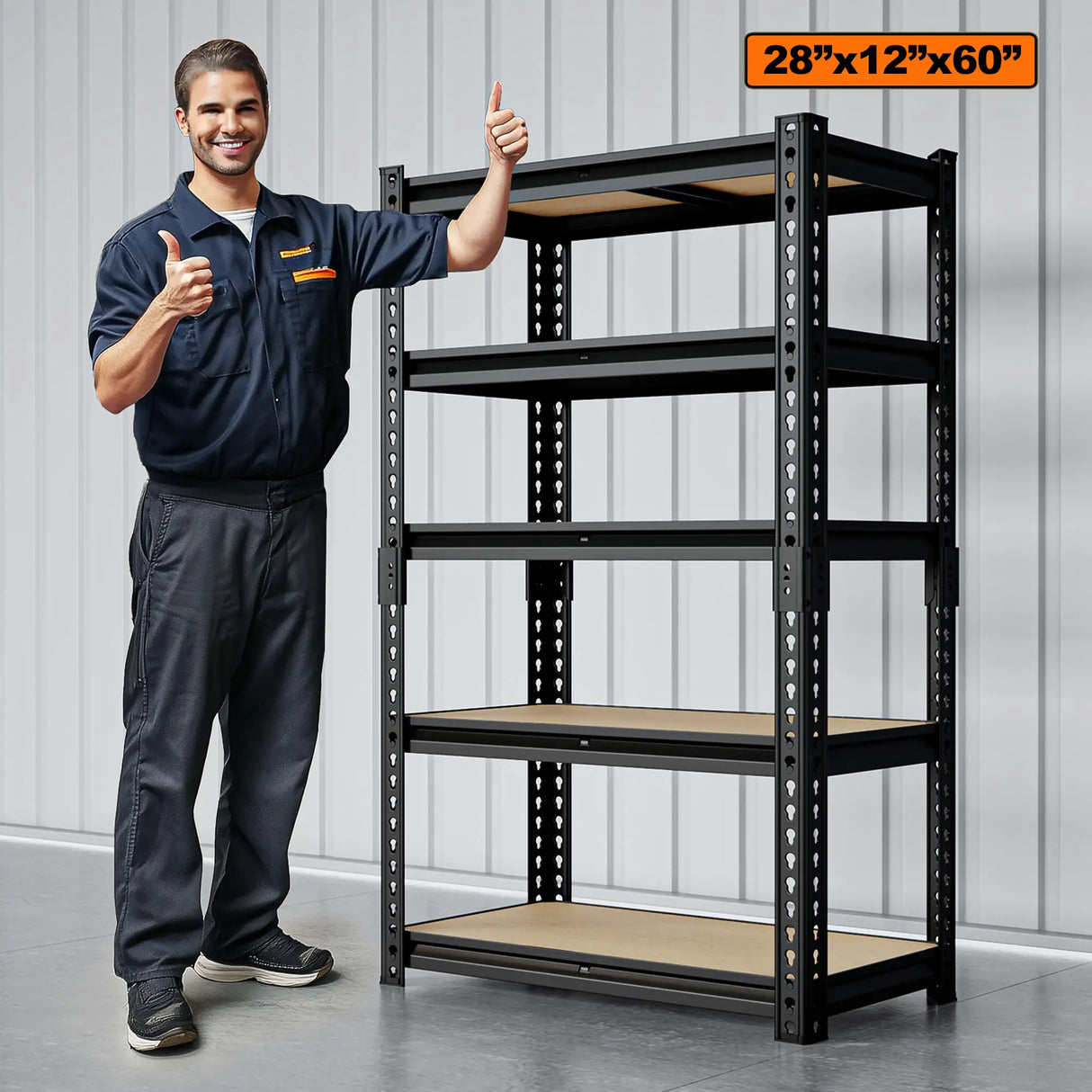 HOKEEPER Industrial Heavy-Duty 5-Tier Adjustable Steel Shelving Unit