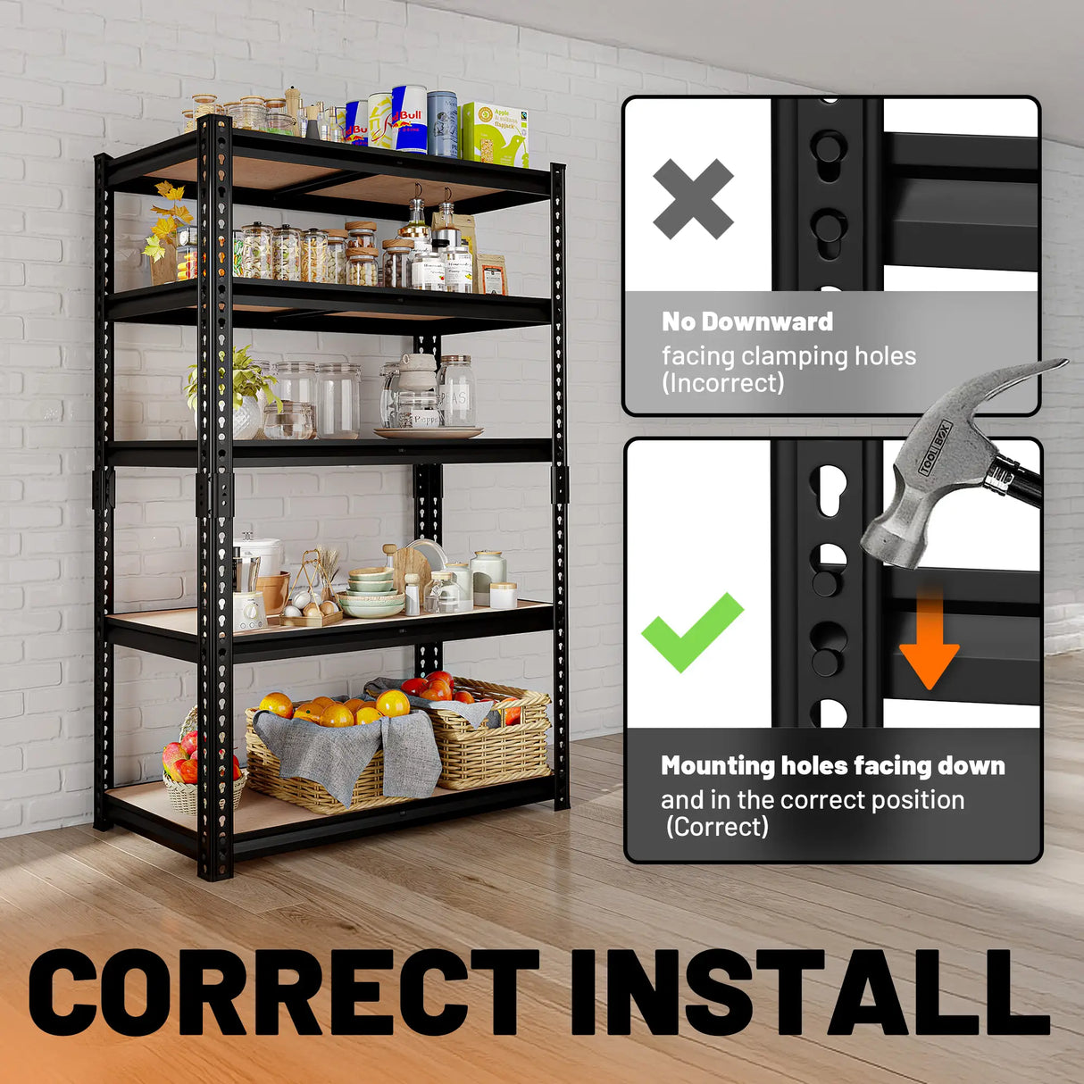 HOKEEPER Industrial Heavy-Duty 5-Tier Adjustable Steel Shelving Unit