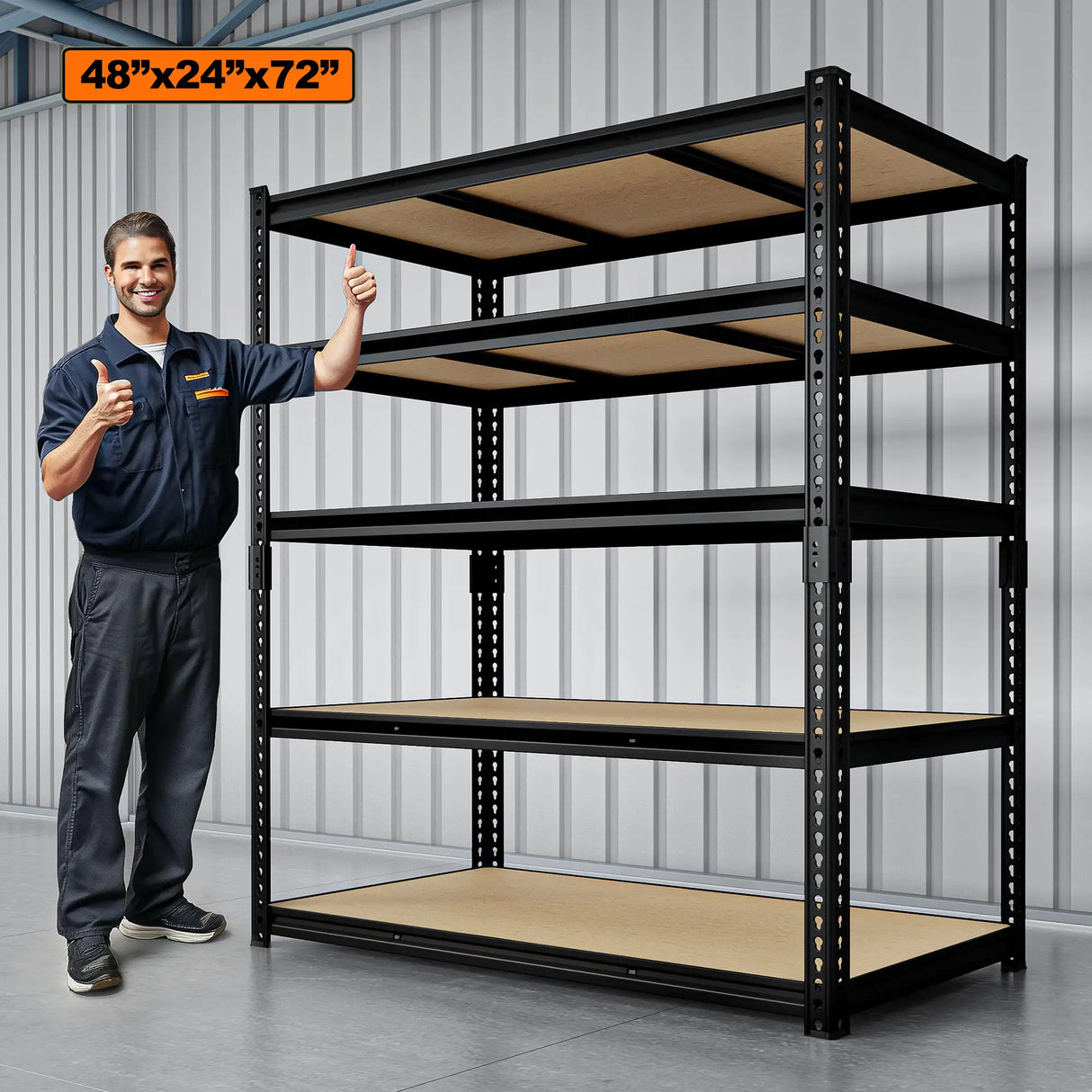 HOKEEPER Industrial Heavy-Duty 5-Tier Adjustable Steel Shelving Unit