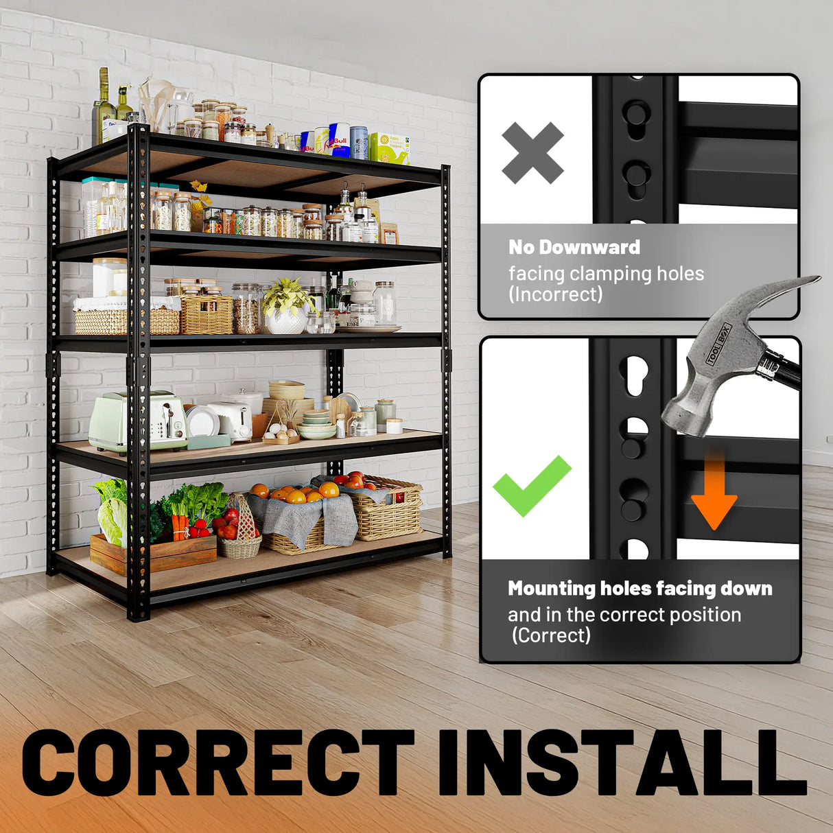 HOKEEPER Industrial Heavy-Duty 5-Tier Adjustable Steel Shelving Unit
