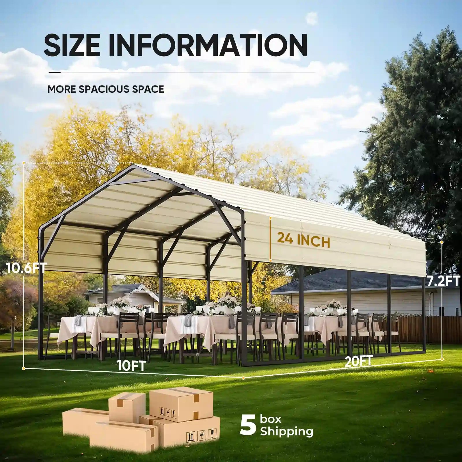 10x20 ft Metal Roof Carport Size#size_10X20ft