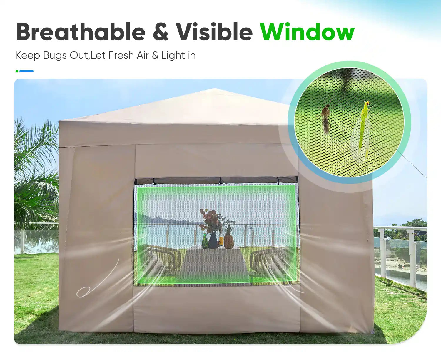 10' x 10' Pop Up Canopy with Bug-Free#color_beige (Upgraded)