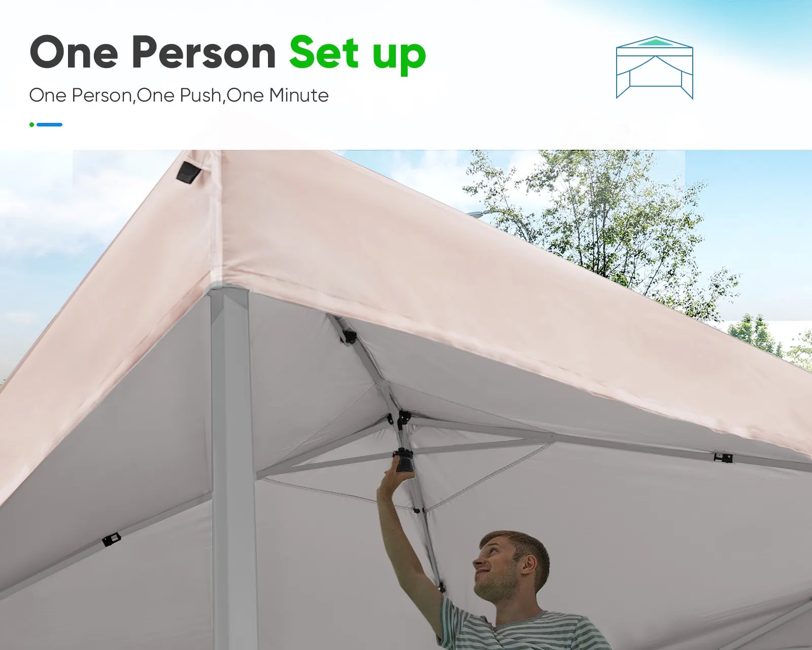 10' x 10' Pop Up Canopy with Sides with central lock#color_beige (Upgraded)