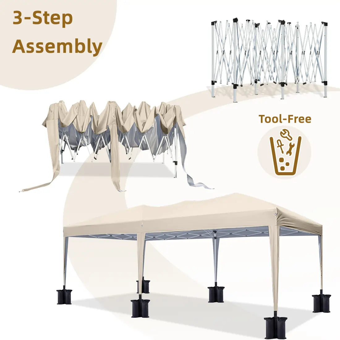 No Side 10x20 Tent Frame#color_beige