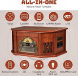 ORCC 10-in-1 Bluetooth Nostalgic Turntable Record Player-Mahogany