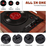 ORCC 10-in-1 Bluetooth Nostalgic Turntable Record Player-Mahogany