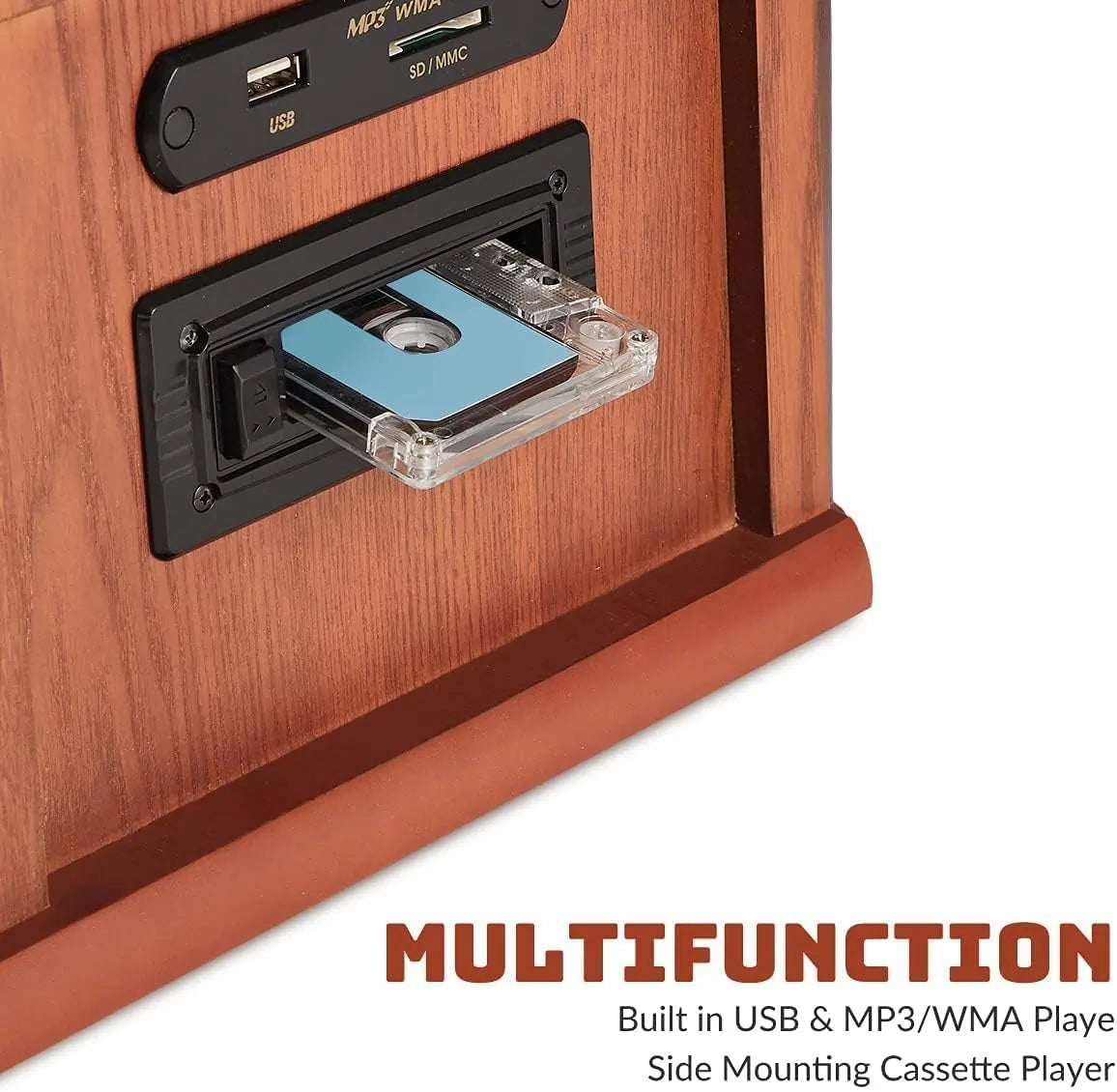 ORCC 10-in-1 Bluetooth Nostalgic Turntable Record Player-Mahogany