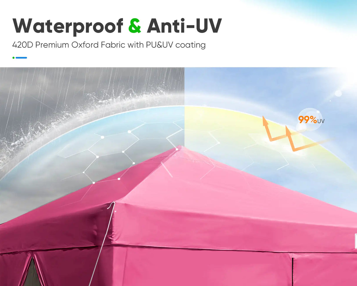 pink 8x8 pop up canopy with sides#color_pink
