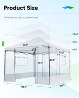10'x10' Portable Pop-up Walk-in Greenhouse Clear Size