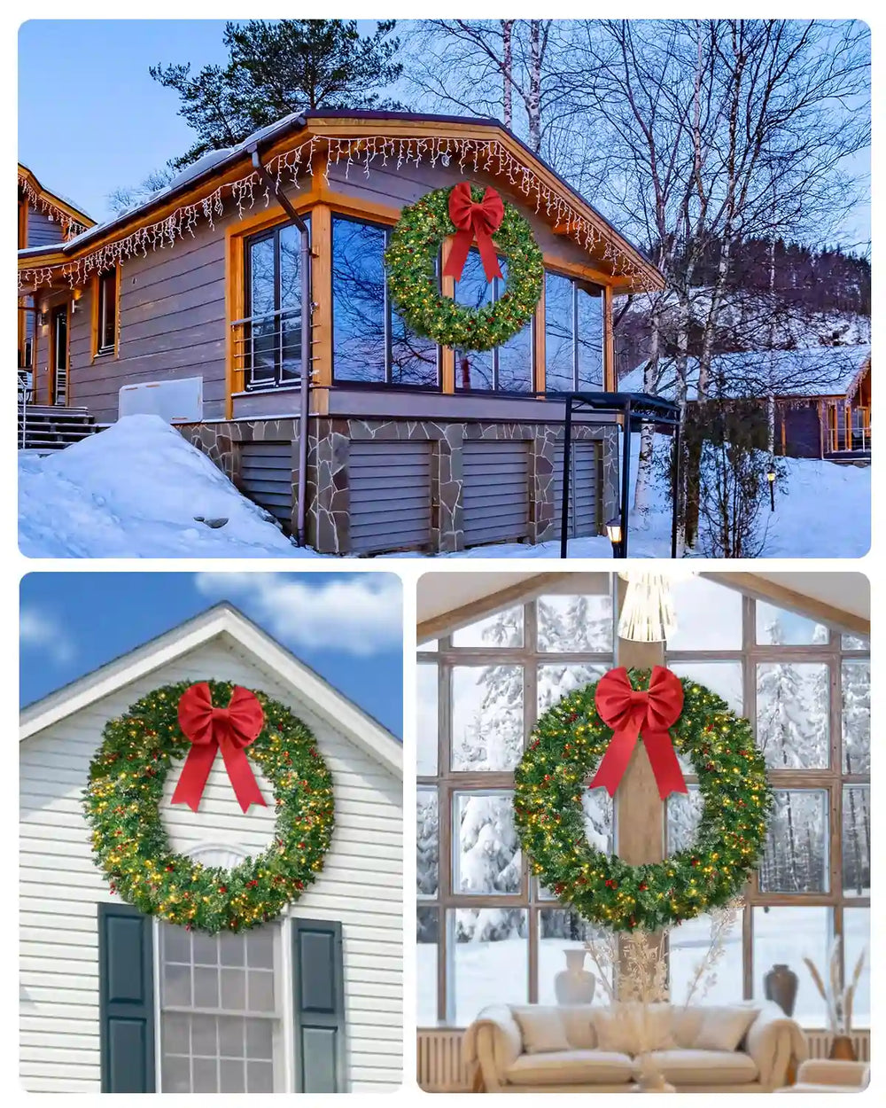 Holiday Decoration for Door Artificial Pre-Lit Fir Christmas Wreath#size_60" with Berries