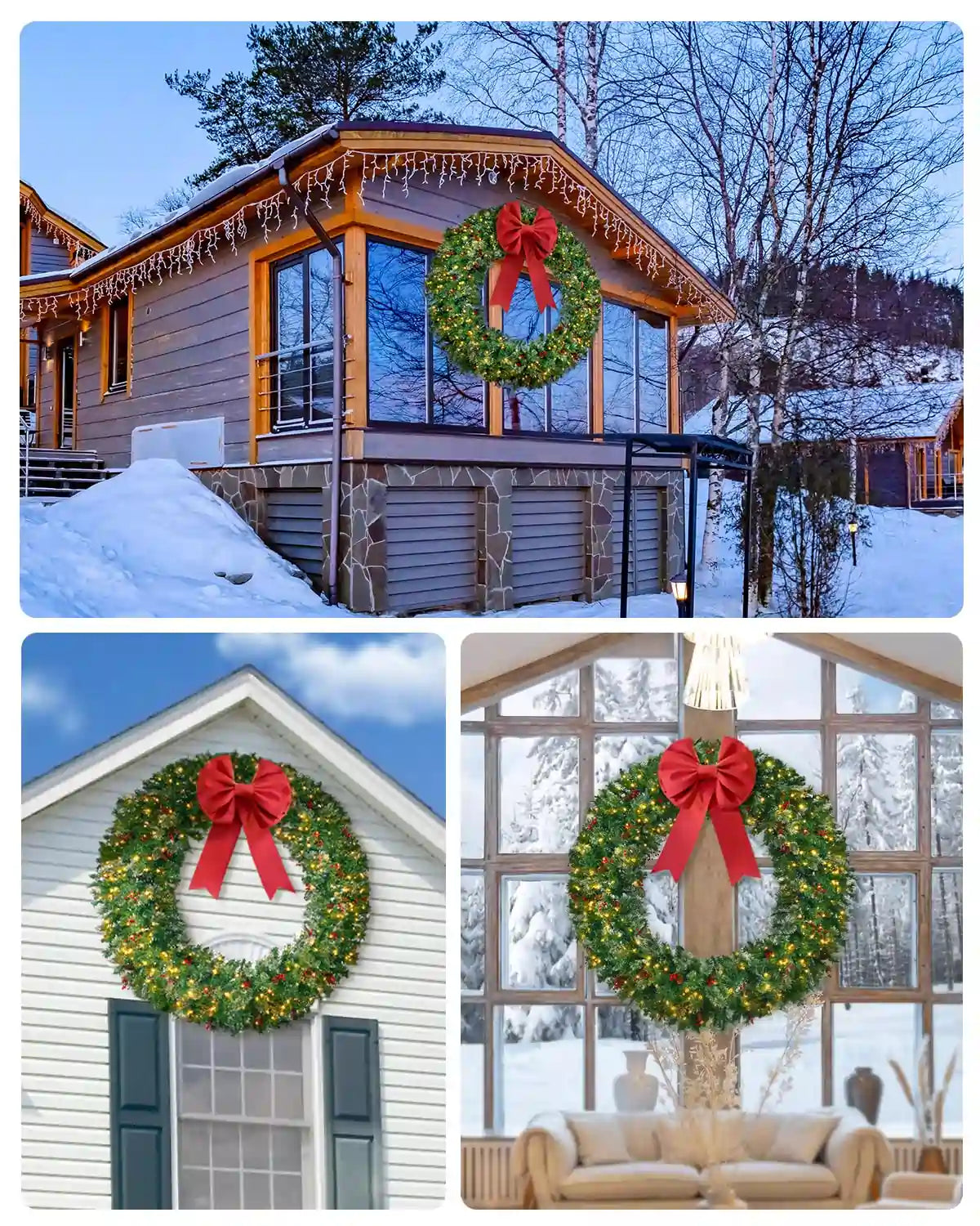 Holiday Decoration for Door Artificial Pre-Lit Fir Christmas Wreath#size_60" with Berries