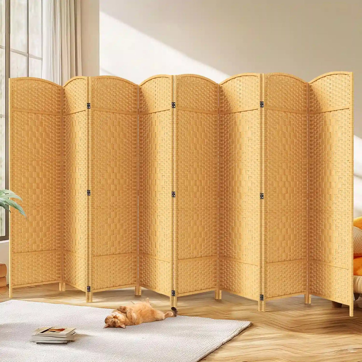 Privacy Double-Weave Room divider Yellow 8-Panel