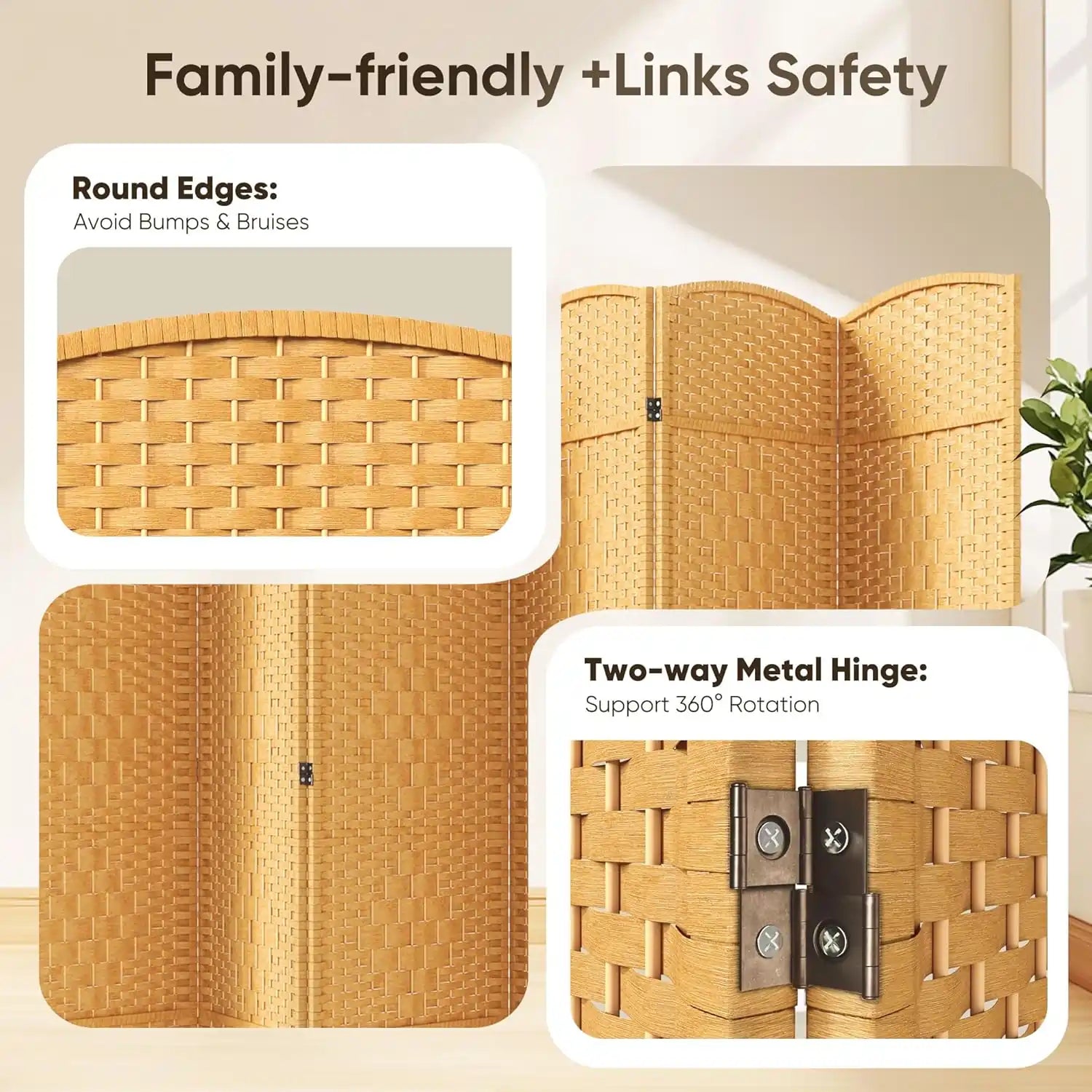 Privacy Double-Weave Room divider Yellow 8-Panel