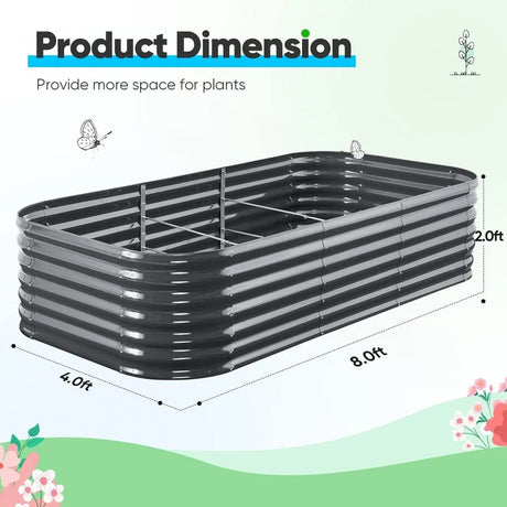 Quictent 8x4x2ft Oval Raised Garden Bed